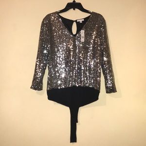 Silver sequined top